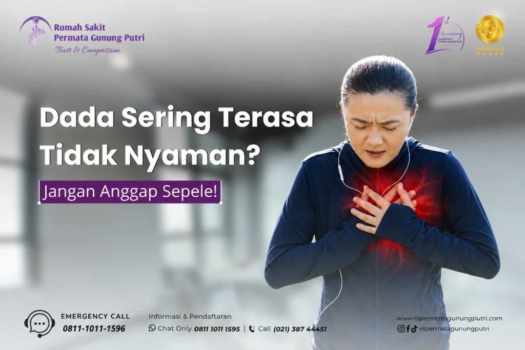 Pasien berkonsultasi dengan dokter spesialis jantung mengenai gejala penyakit jantung seperti nyeri dada dan sesak napas di RS Permata Gunung Putri.