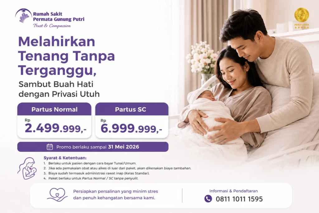 Promo paket persalinan Rp9 juta di RS Permata Gunung Putri dengan fasilitas kamar VIP dan metode ERACS