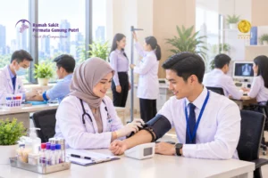 Pemeriksaan MCU Corporate karyawan oleh tenaga medis RS Permata Gunung Putri